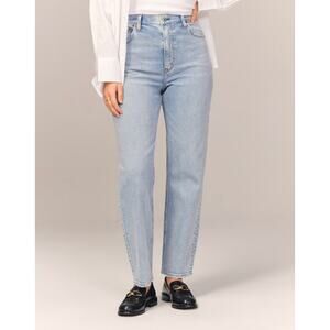 ABERCROMBIE The Ankle Straight Ultra High Rise Jeans Curve Love Light Wash 29